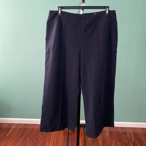 Garnet Hill Comfort Cropped Wide Leg Dark Blue Pants Sz XL.(J-8) - Picture 3 of 11